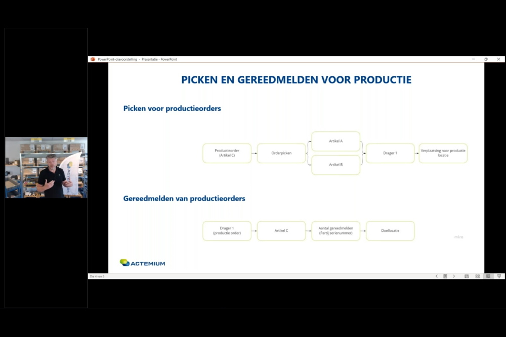 Picken voor en gereed melden van productieorders in Scanmodule AFAS logistiek