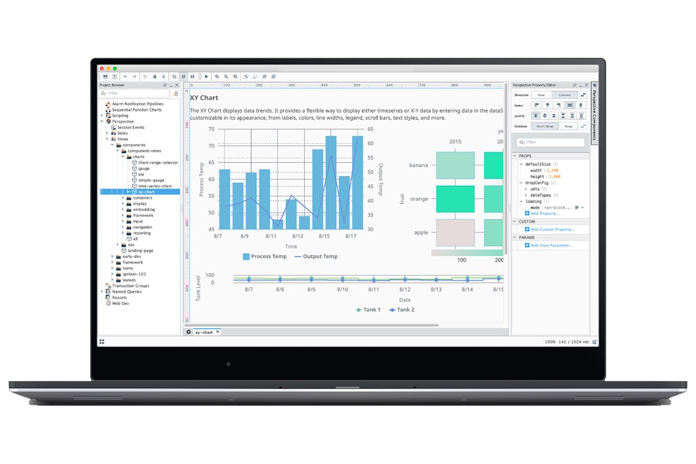 Scherm met data uit productieproces in Ignition