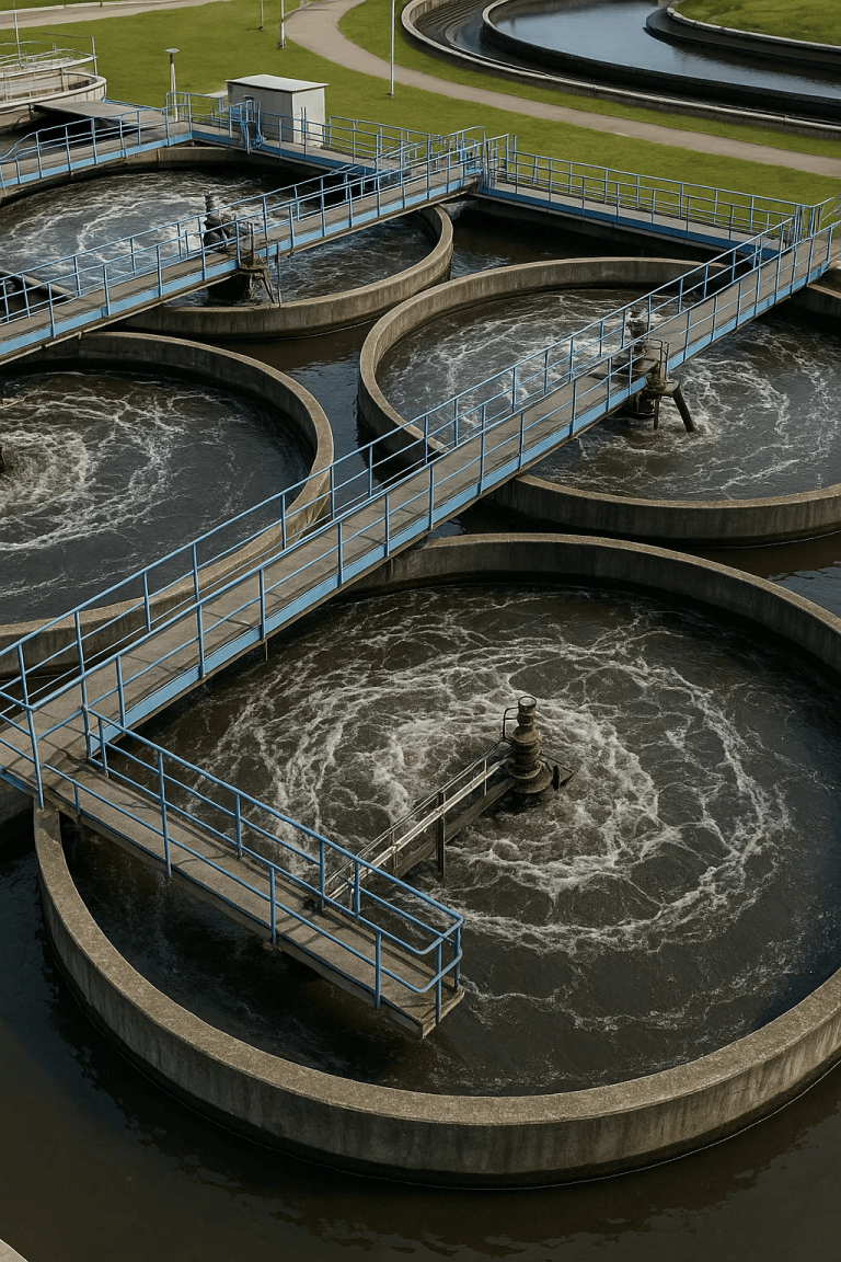 Een waterzuivering bij een industrieel bedrijf